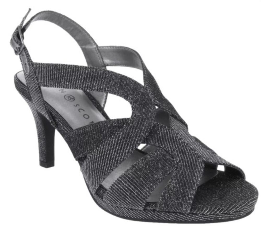 KAREN SCOTT/ NEW Size 8 / Belindah Pewter Metallic Open Toe Slingback Heels